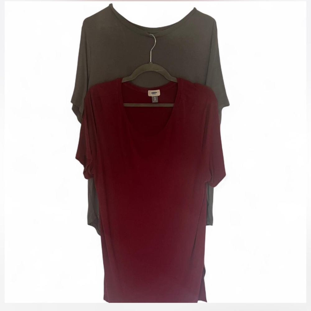 Old Navy Luxe Burgundy & Gray Short Sleeve Tunic Tees XL Tall Bundle